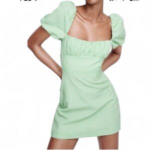 NWT Zara Mint Green Puff Sleeve Dress